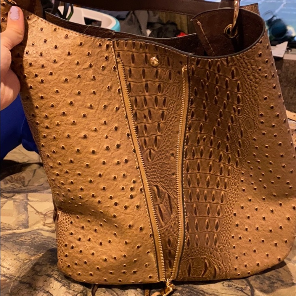 Vegan ostrich leather handbag